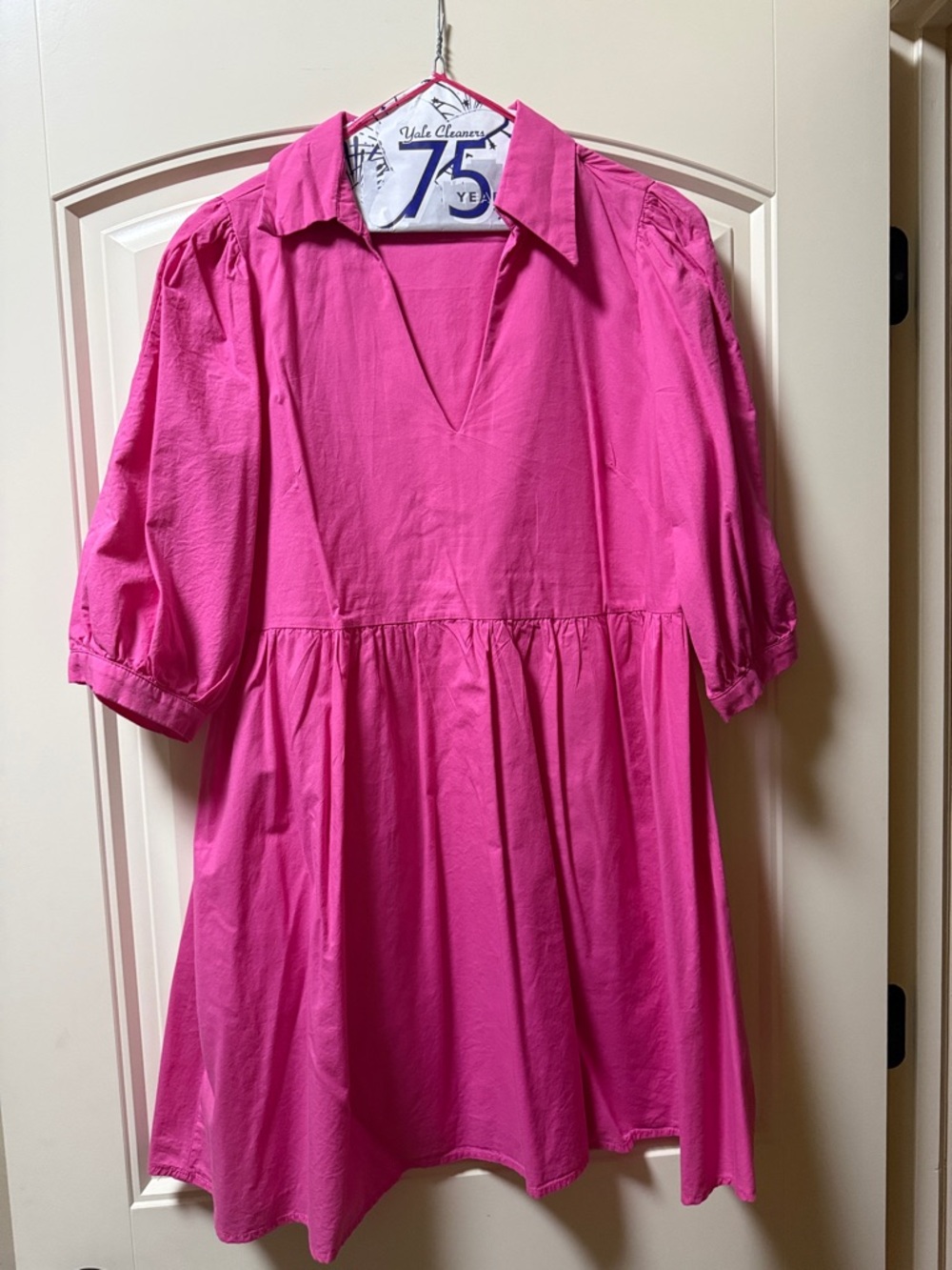 HYFVE Vibrant Pink V-Neck Babydoll Dress